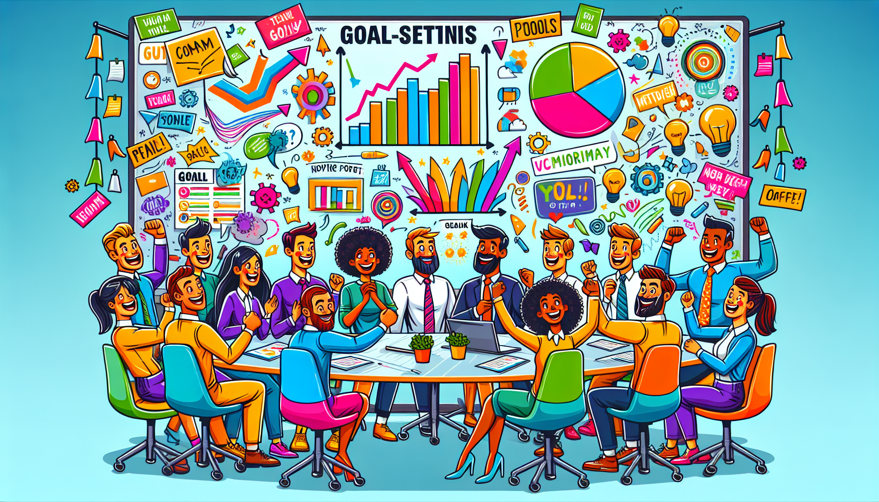 An illustration depicting the concept of employee goal setting.